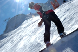side slide snowboard snow snowing blur motion panning mountain